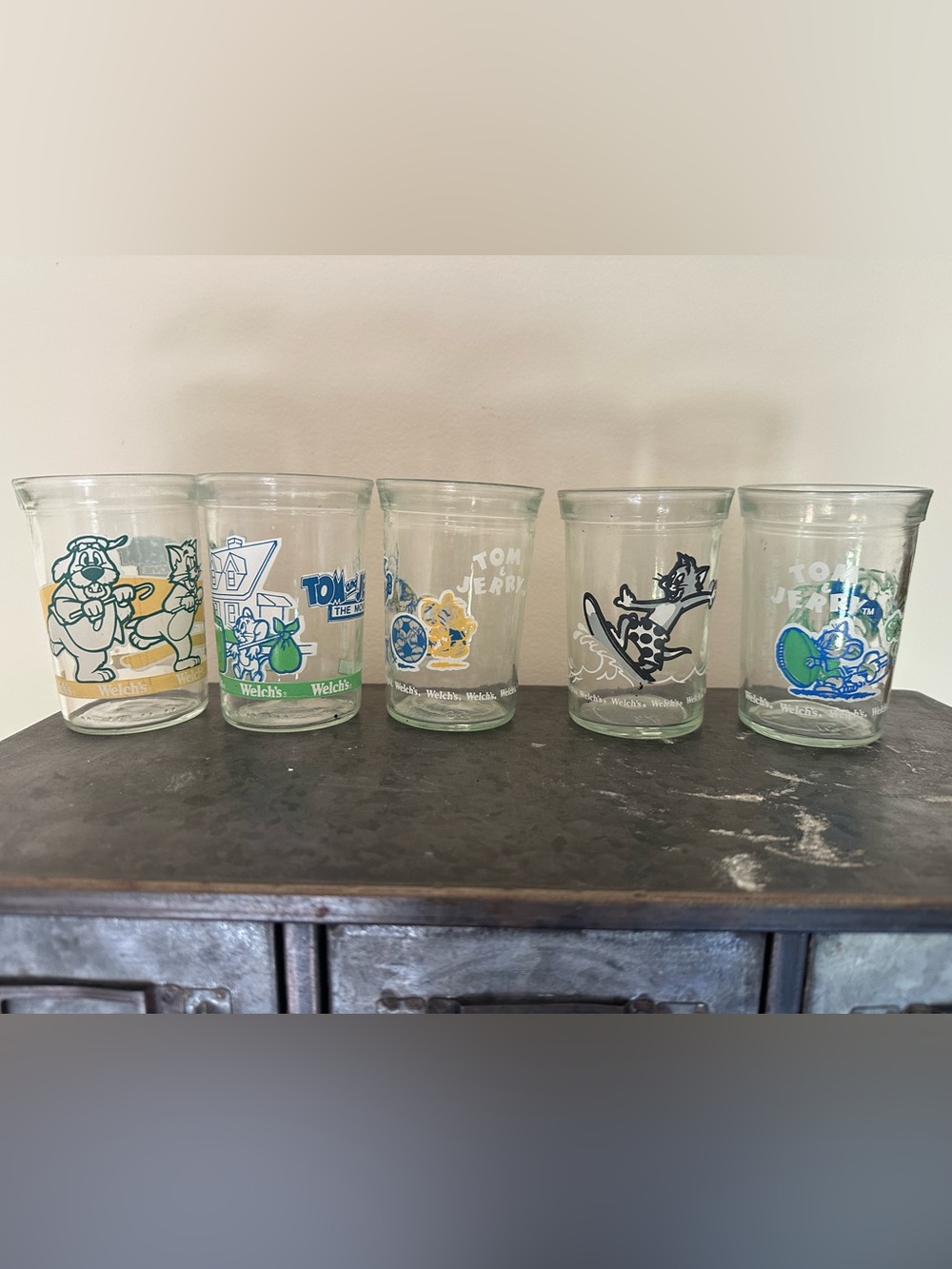 Vintage Tom & Jerry Welch’s jelly jar glasses set of (5)